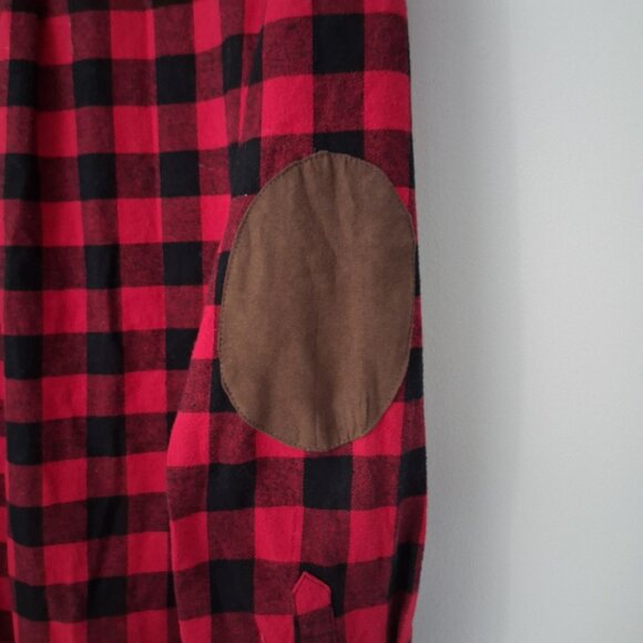 Buffalo Plaid Shirt Red Black Elbow Patch CANADIANA 100% Cotton Flannel Medium - Picture 4 of 6